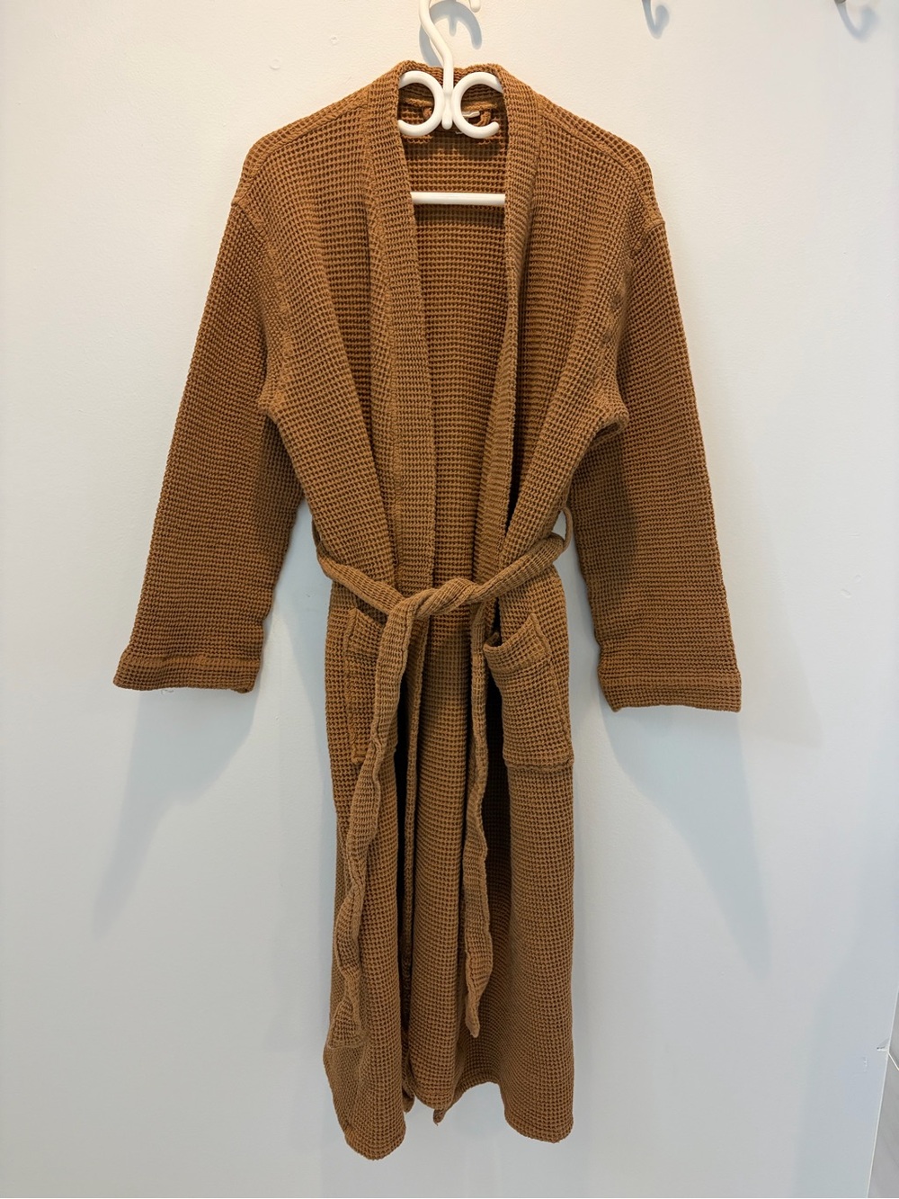 Coyuchi Unisex Organic Waffle Robe - Camel L/XL